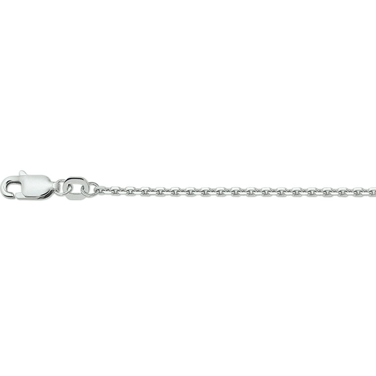 Zilveren gerhodineerd collier met een platte ankerketting van 1,6 mm, lengte 41 + 4 cm.