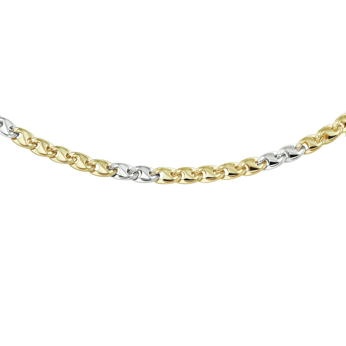collier 4,3 mm 14K bicolor goud geel/wit