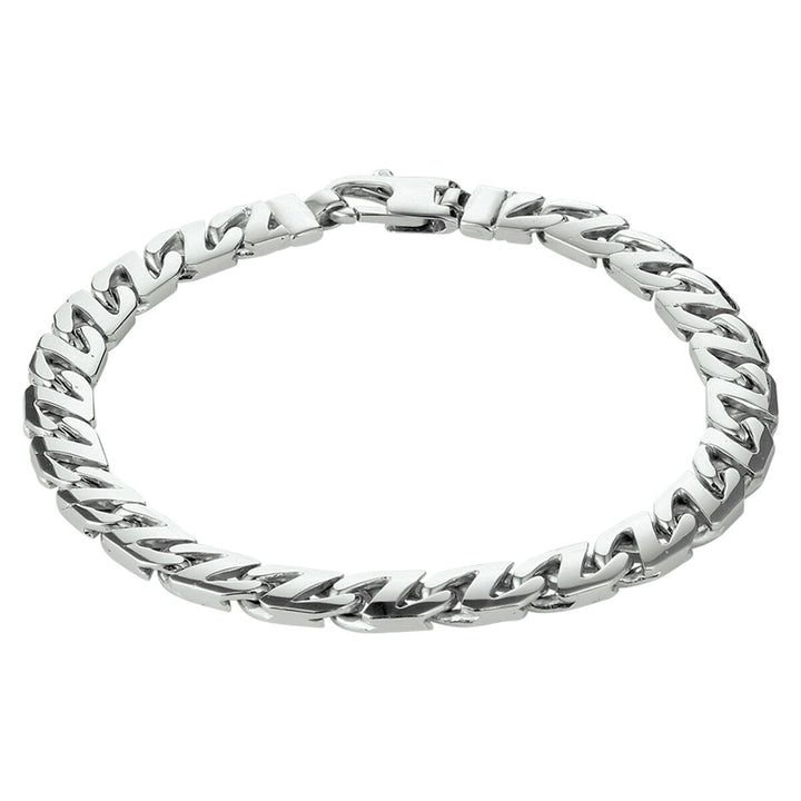 Silver bracelet men's gourmette 6.6 mm rhodium plated