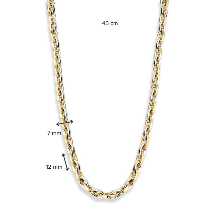 Geel/Witte Gouden Collier 14 Karaat, 45 cm met Oorringen