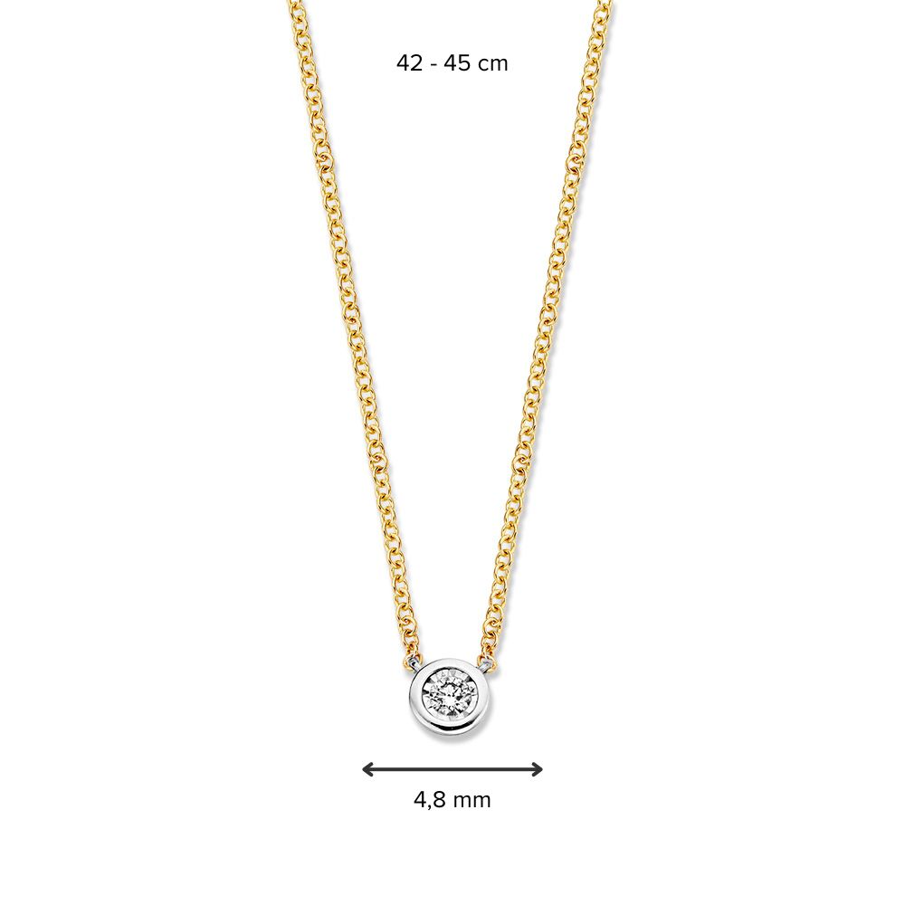 Geelgouden Collier 14 Karaat met Solitair Diamant Hanger, 0.07 crt