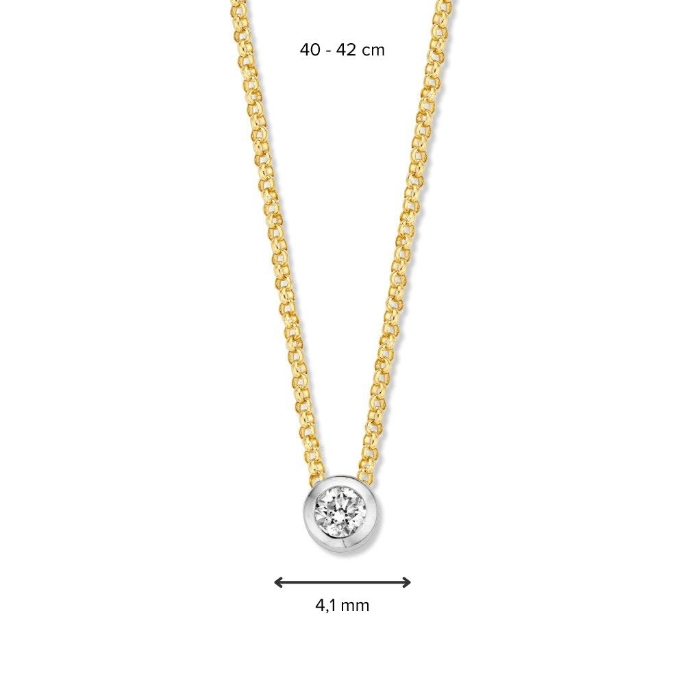 Geelgouden Collier 14 Karaat met Diamant Hanger, 0.10 crt