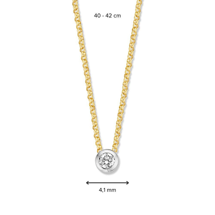 Geelgouden Collier 14 Karaat met Diamant Hanger, 0.10 crt