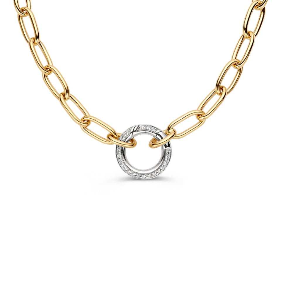Geelgouden Schakelcollier met Diamanten Veerslot 0.42 crt H/SI-1