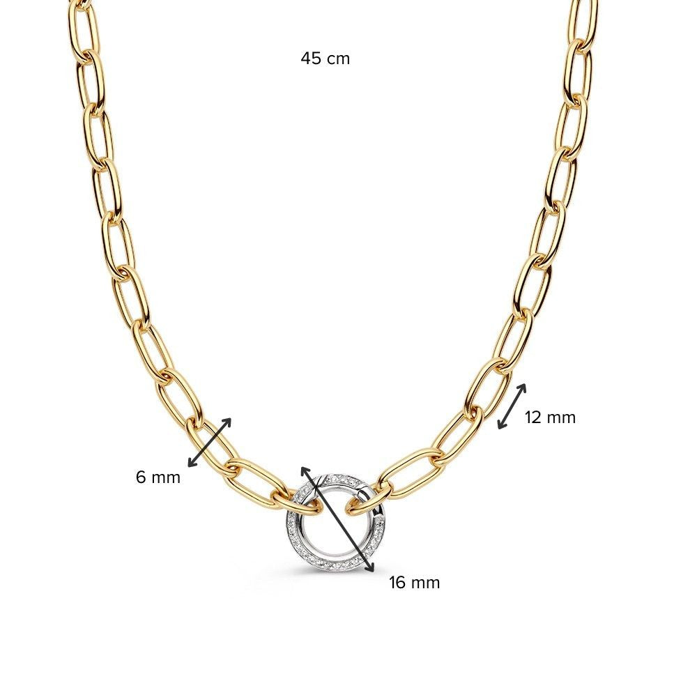 Geelgouden Schakelcollier met Diamanten Veerslot 0.42 crt H/SI-1