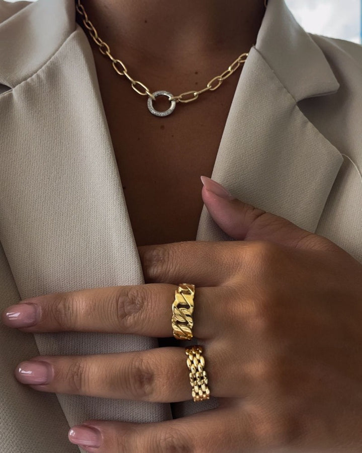 Geelgouden Schakelcollier met Diamanten Veerslot 0.42 crt H/SI-1