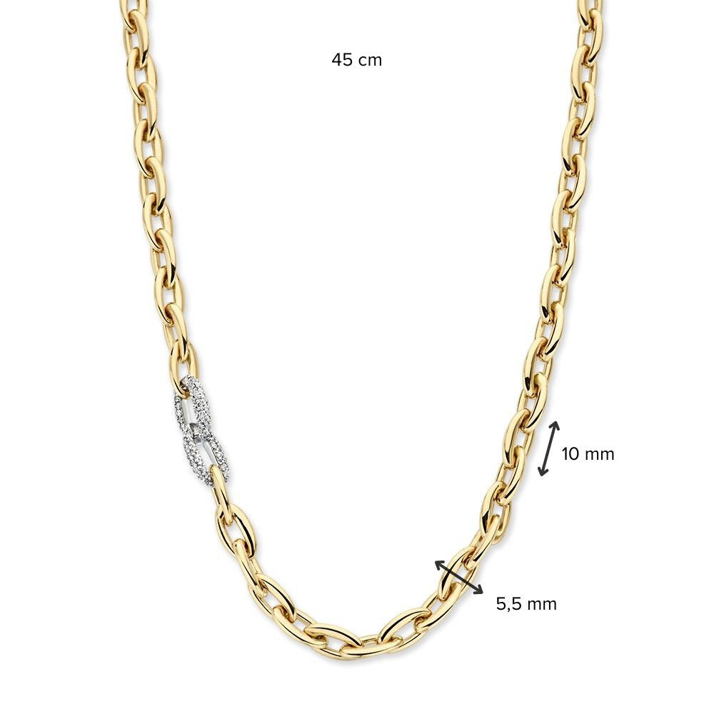 Geelgouden Schakelcollier met 0,50 ct Diamanten – 14-Karaat Elegantie voor Dames