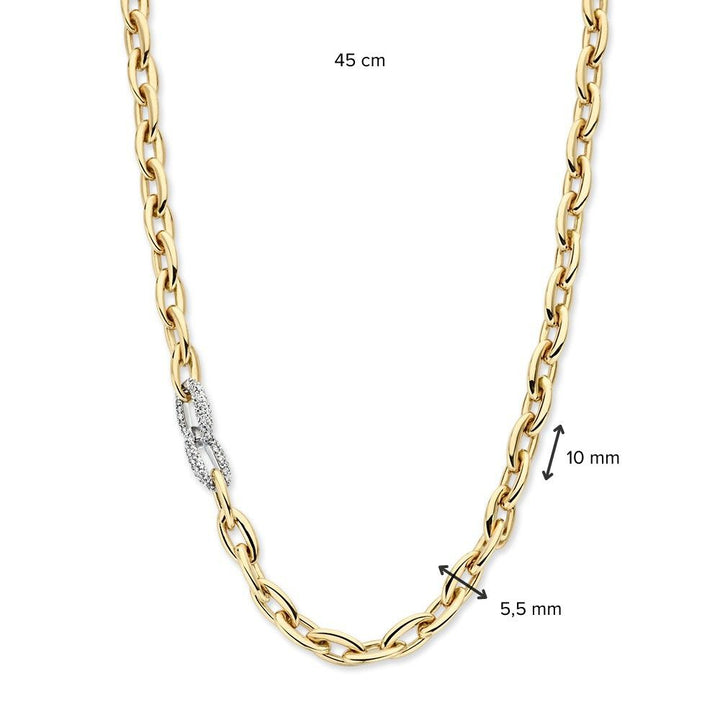 Geelgouden Schakelcollier met 0,50 ct Diamanten – 14-Karaat Elegantie voor Dames