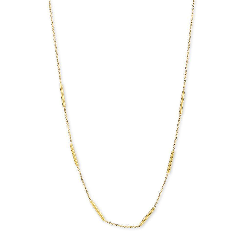 Geelgouden collier van 14 karaat met ronde buisjes, lengte 43 cm.