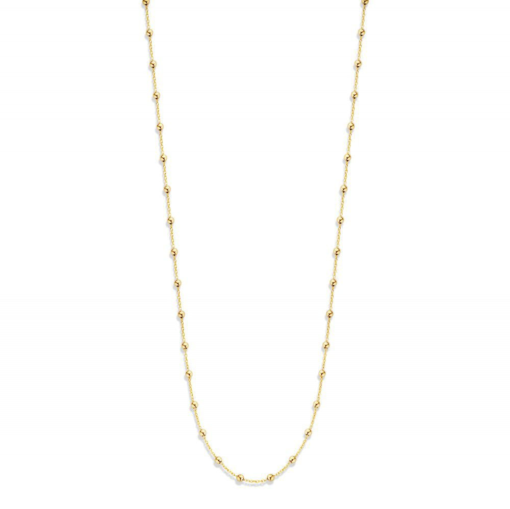 Geelgouden collier van 14 karaat met bolletjes, 45 cm lang en weegt 3,3 gram.
