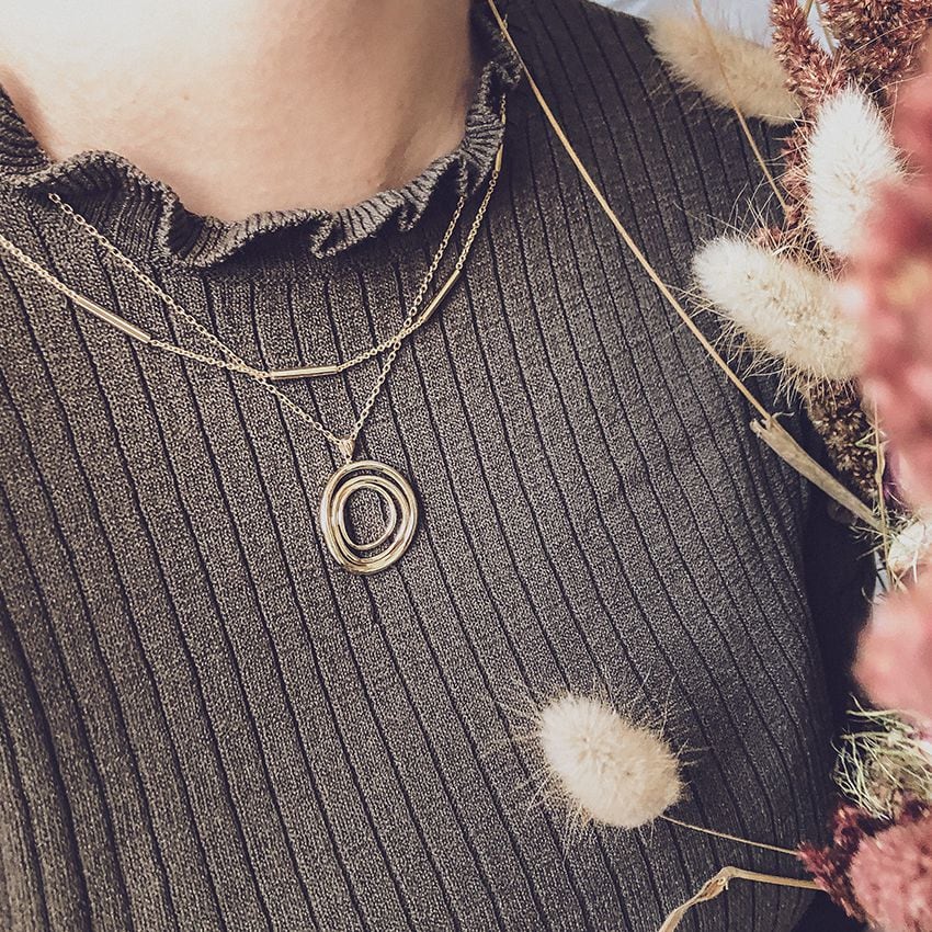 14-Karaat Geelgouden Collier met Ronde Buisjes voor Dames – 43 cm