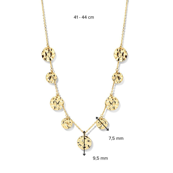 14K Geelgouden Collier met Gehamerde Coins – Elegant Sieraad voor Dames