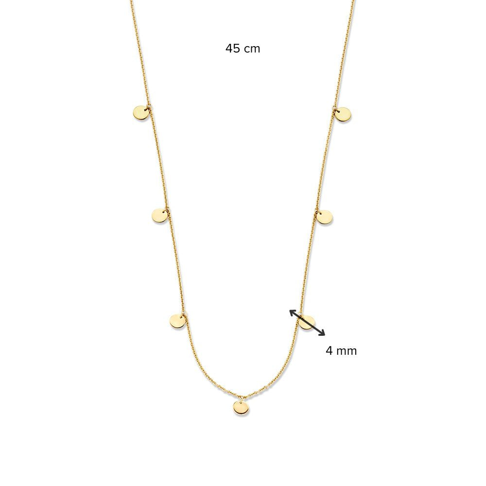 14K Geelgouden Collier met Coins – Subtiel en Tijdloos Sieraad voor Dames
