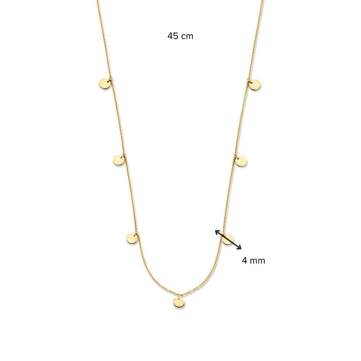 14K Geelgouden Collier met Coins – Subtiel en Tijdloos Sieraad voor Dames