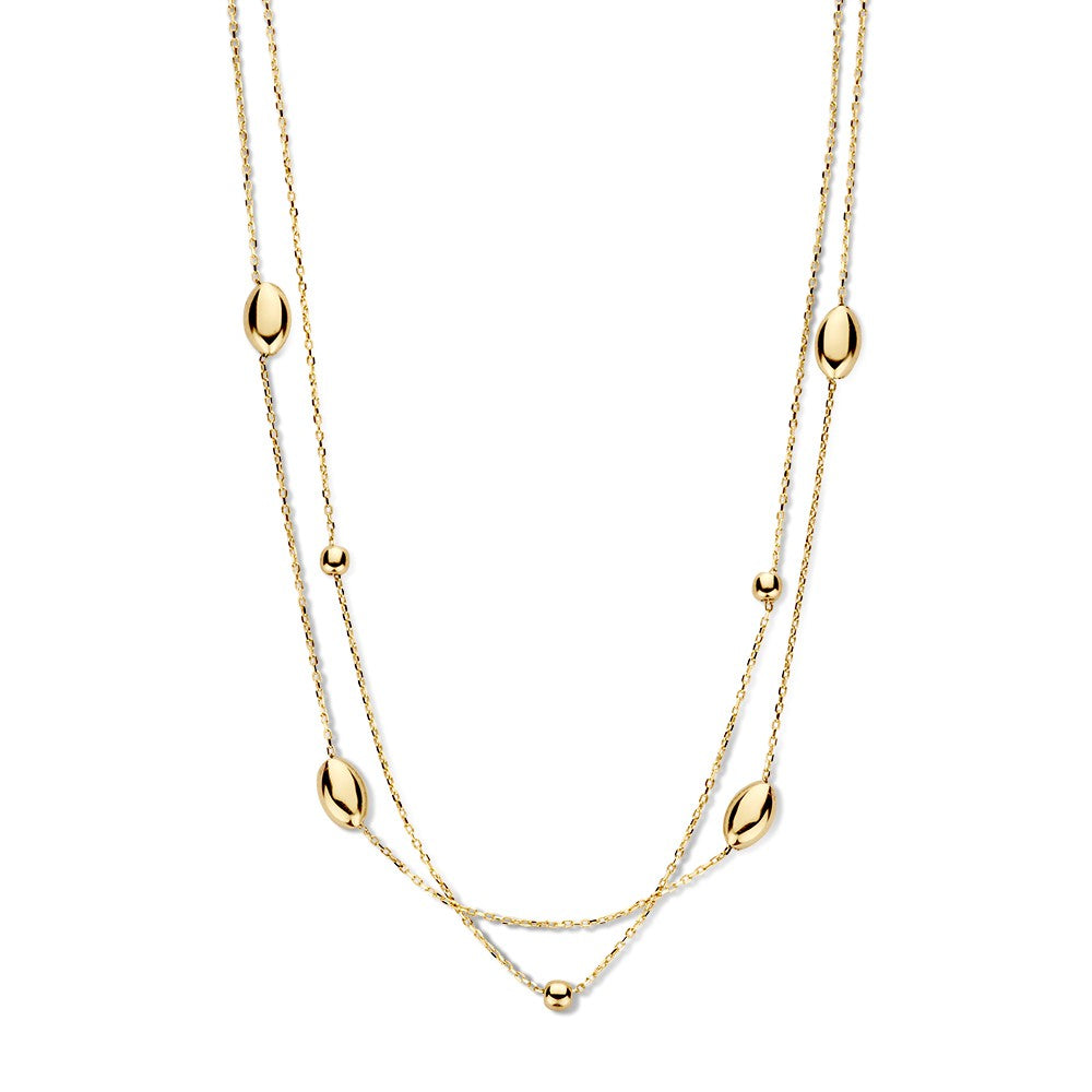 14K Geelgouden Collier met Gouden Elementen – Elegant Sieraad voor Dames