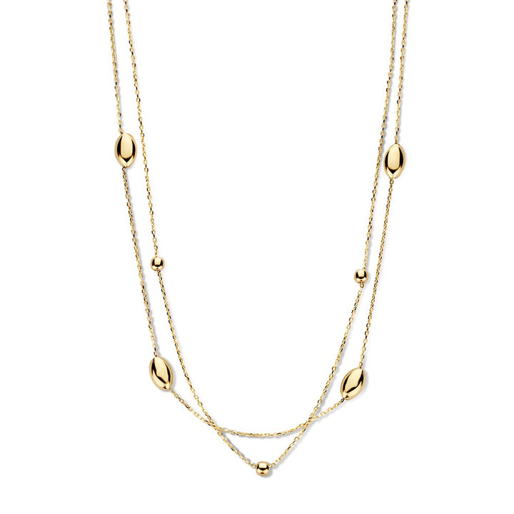 14K Geelgouden Collier met Gouden Elementen – Elegant Sieraad voor Dames