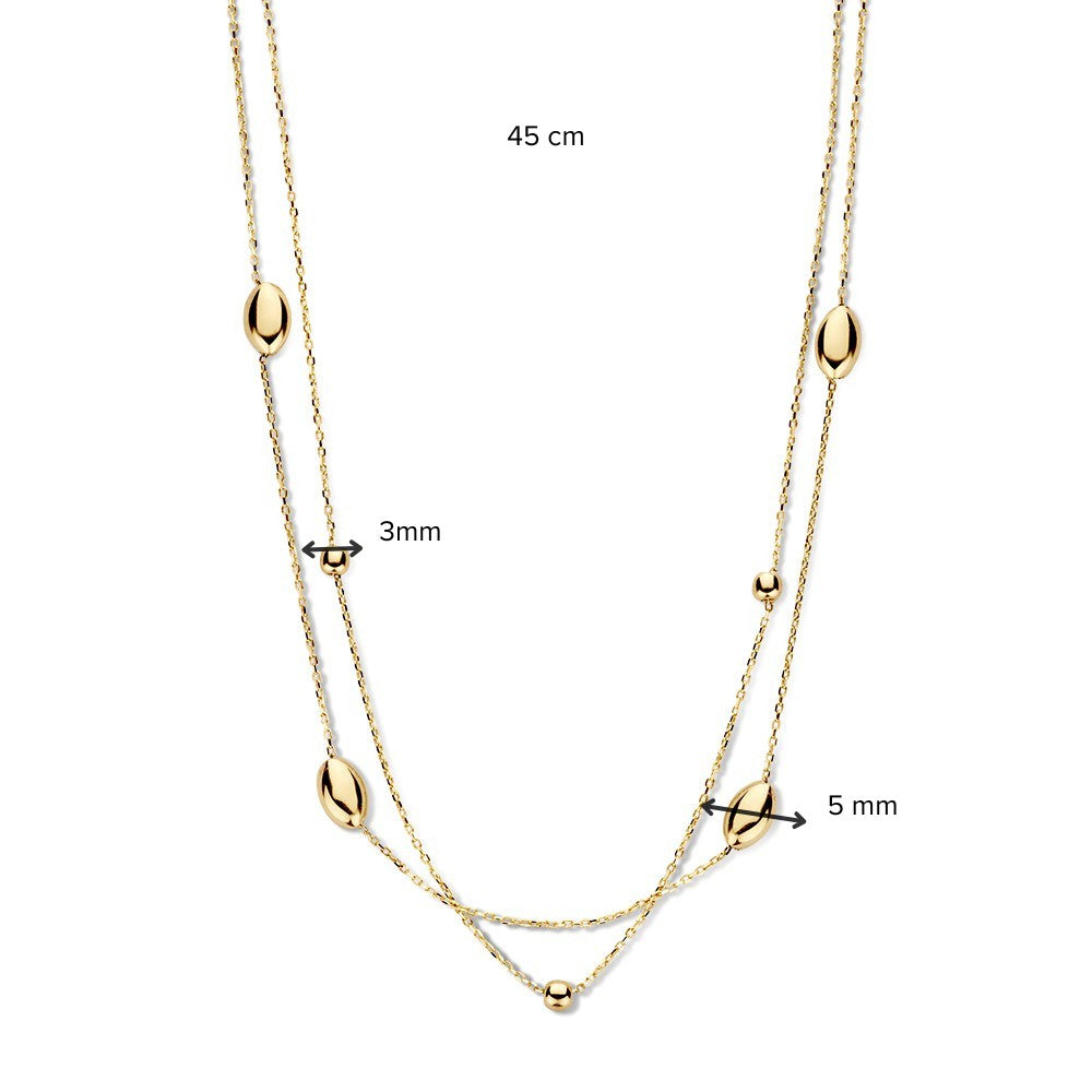 14K Geelgouden Collier met Gouden Elementen – Elegant Sieraad voor Dames