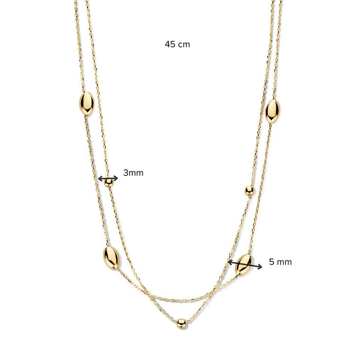 14K Geelgouden Collier met Gouden Elementen – Elegant Sieraad voor Dames
