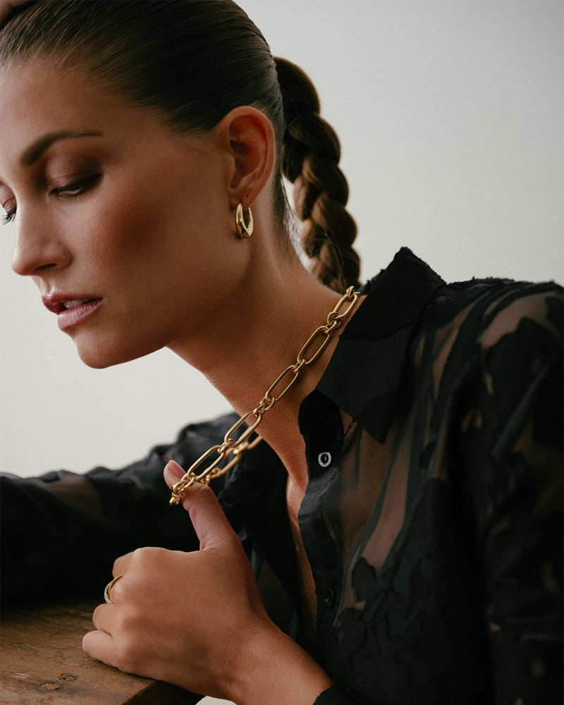 14K Geelgouden Collier met Grove Schakels – Luxe Sieraad voor Dames