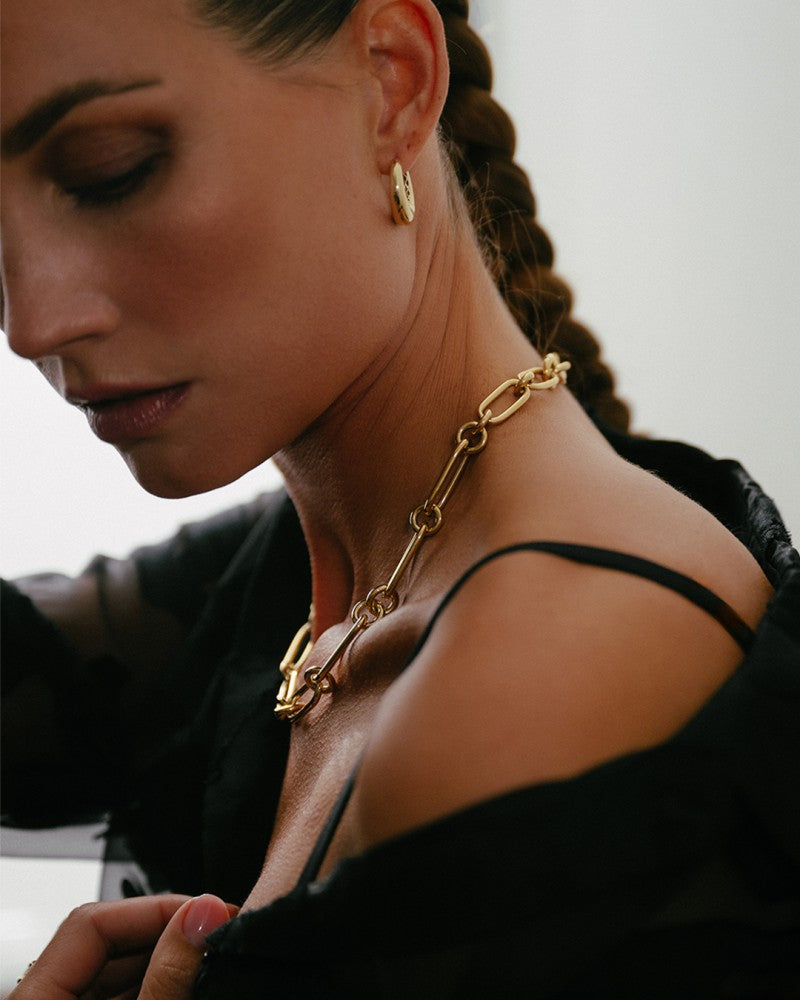 14K Geelgouden Collier met Grove Schakels – Luxe Sieraad voor Dames