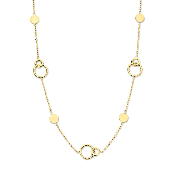 Geelgouden Collier met Verbonden Cirkels – 14-Karaat Elegantie voor Dames