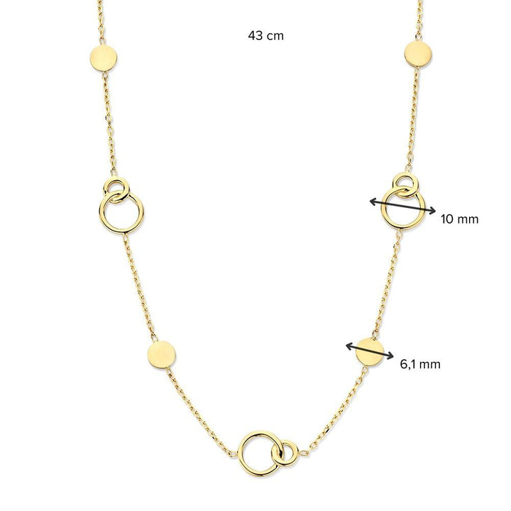 Geelgouden Collier met Verbonden Cirkels – 14-Karaat Elegantie voor Dames