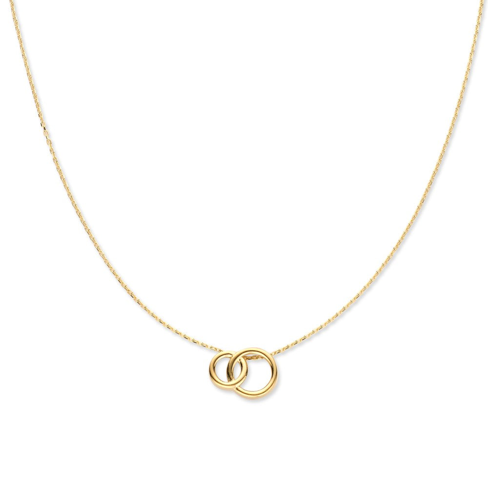 14K Geelgouden Collier met Verbonden Cirkels – Elegante Hanger voor Dames