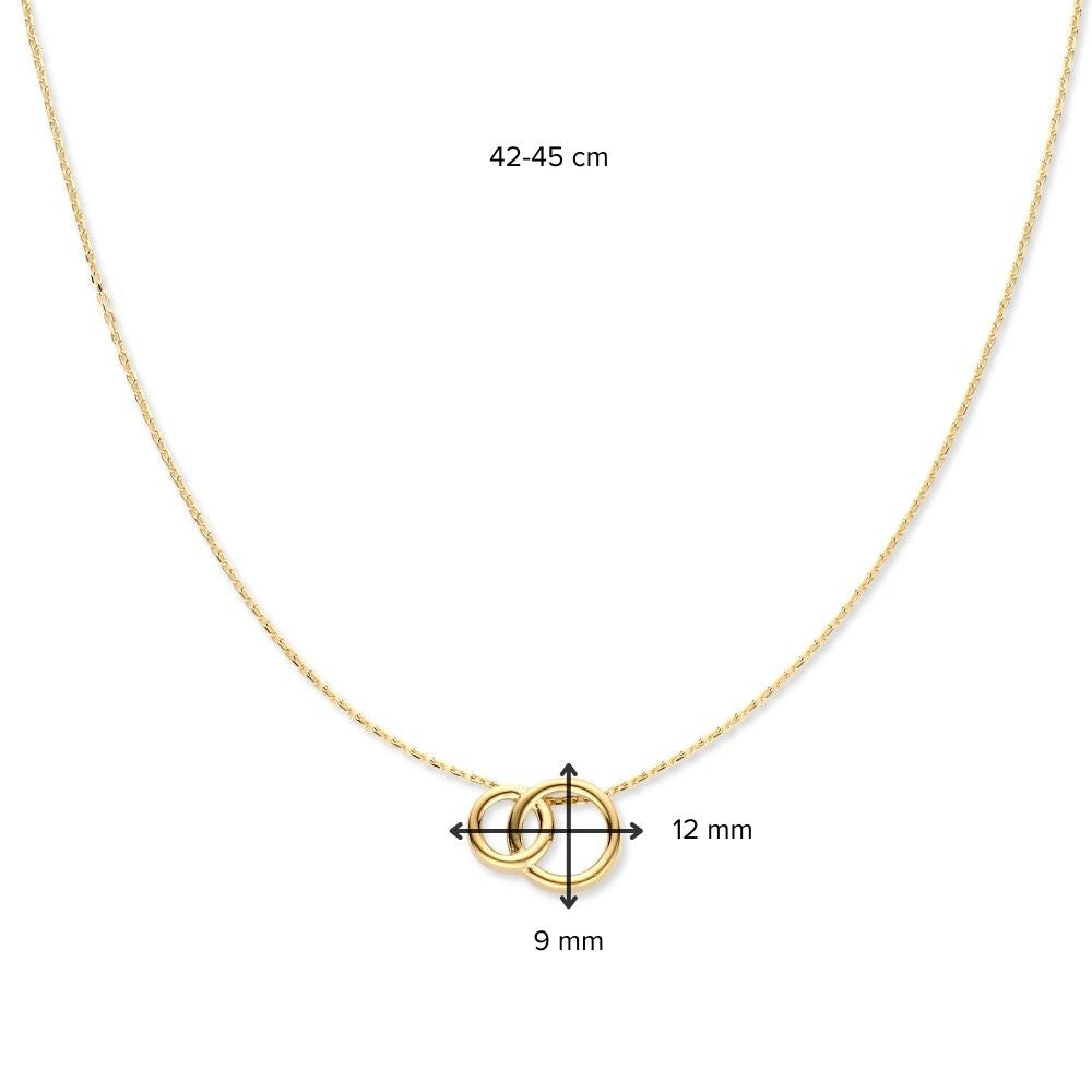 14K Geelgouden Collier met Verbonden Cirkels – Elegante Hanger voor Dames