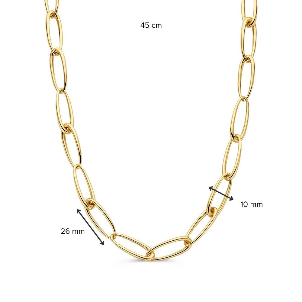 Geelgouden Schakelcollier met Asymmetrische Schakels – 14 Karaat Goud