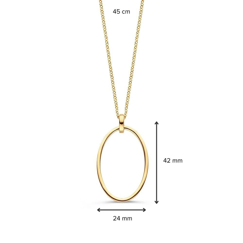 Elegant Geelgouden Collier met Ovale Open Hanger – 14 Karaat Goud, Tijdloos Design