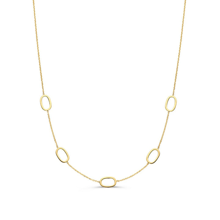 Geelgouden Collier met Opengewerkte Ovalen – 14 Karaat Goud
