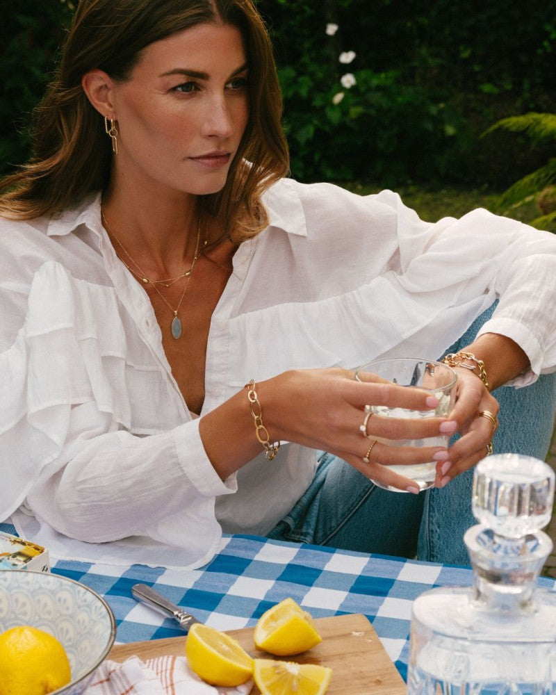 14K Geelgouden Collier met Gouden Elementen – Elegant Sieraad voor Dames