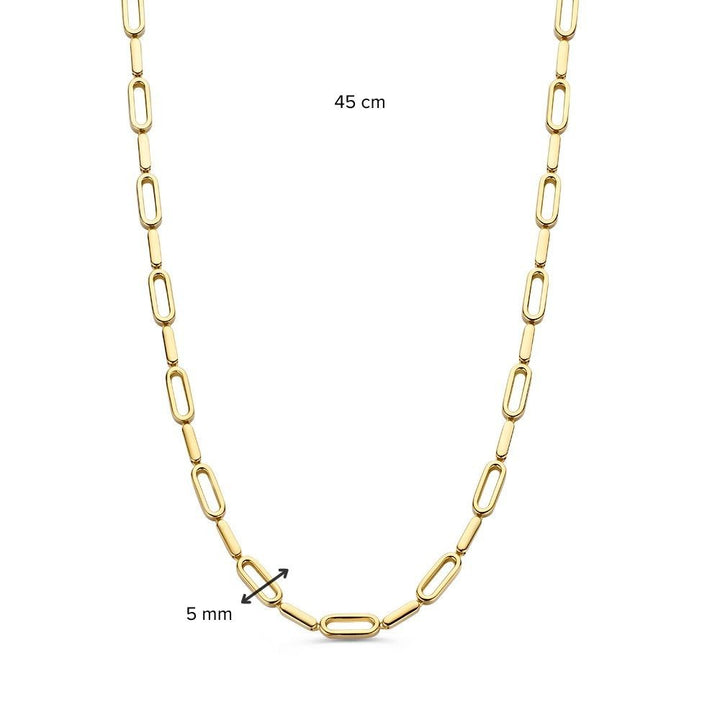 Geelgouden Schakelcollier met Speelse Schakels – Elegantie in Beweging