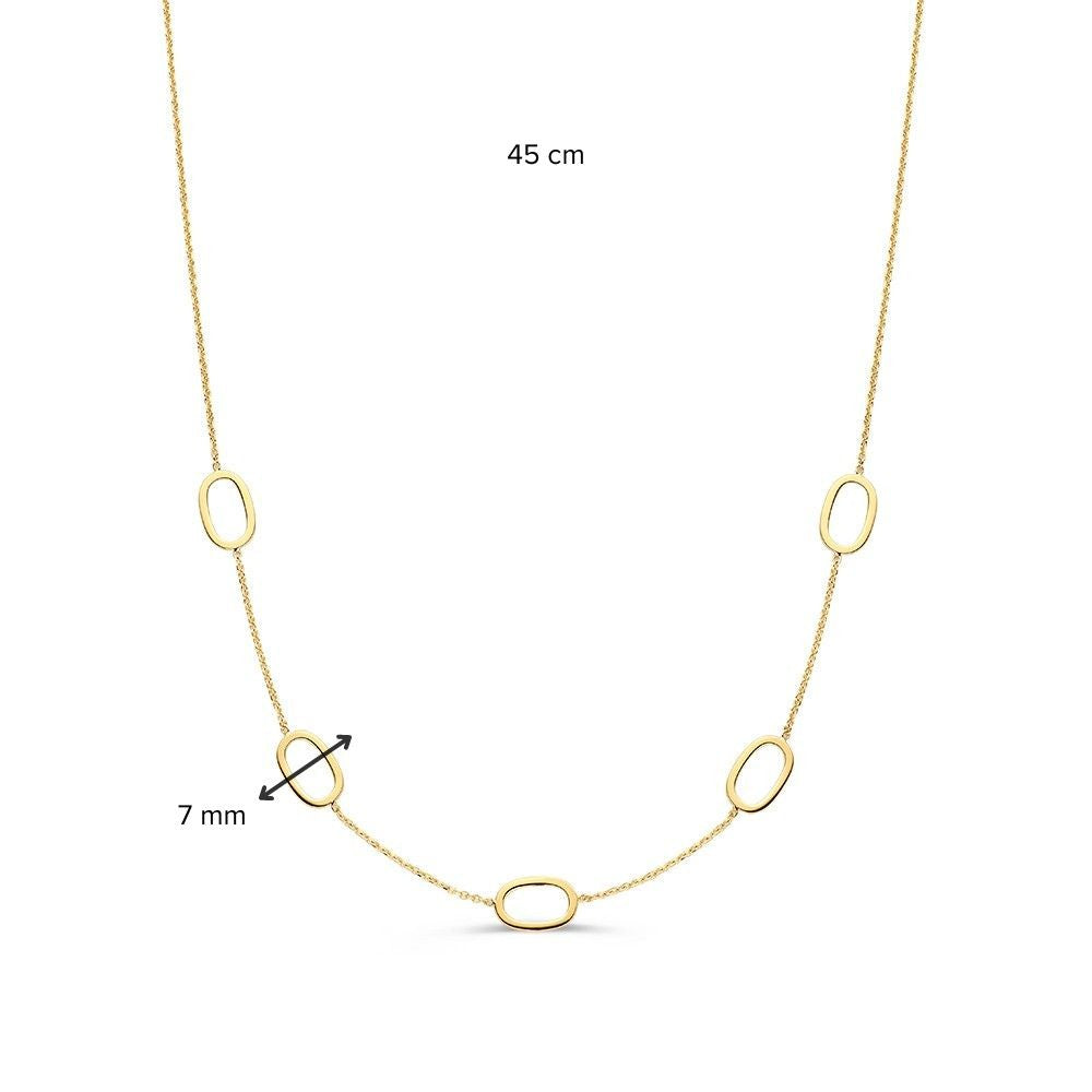 Geelgouden Collier met Opengewerkte Ovalen – 14 Karaat Goud