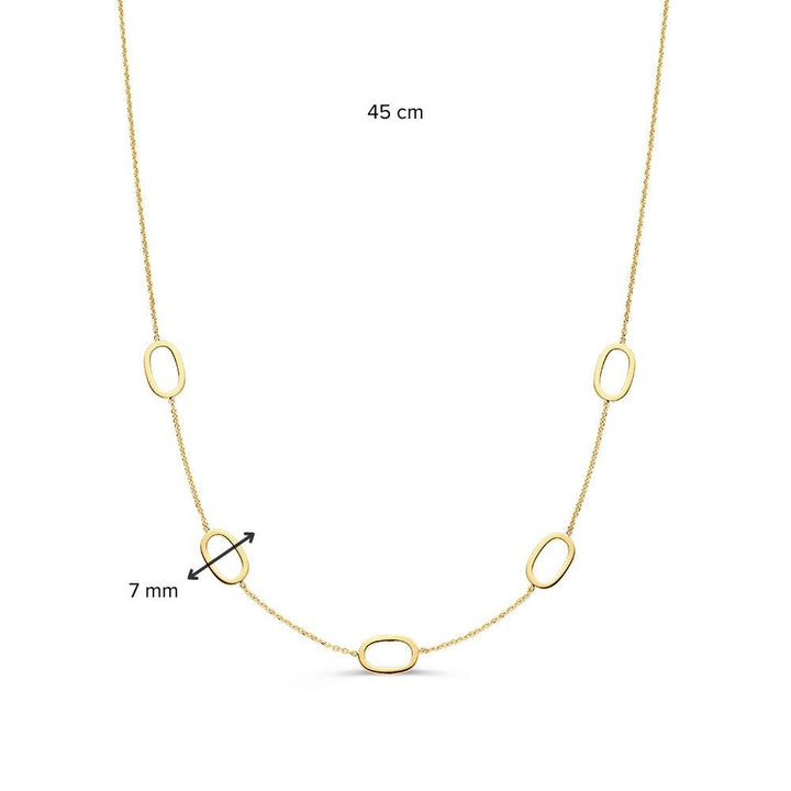 Geelgouden Collier met Opengewerkte Ovalen – 14 Karaat Goud