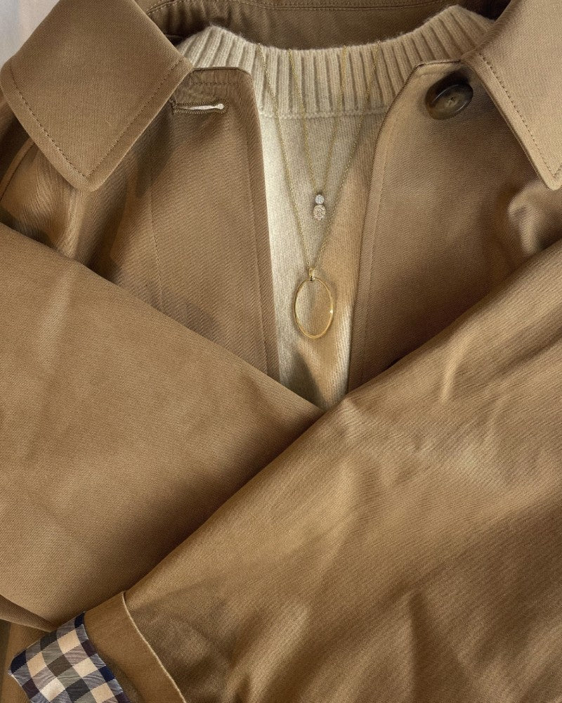 Elegant Geelgouden Collier met Ovale Open Hanger – 14 Karaat Goud, Tijdloos Design