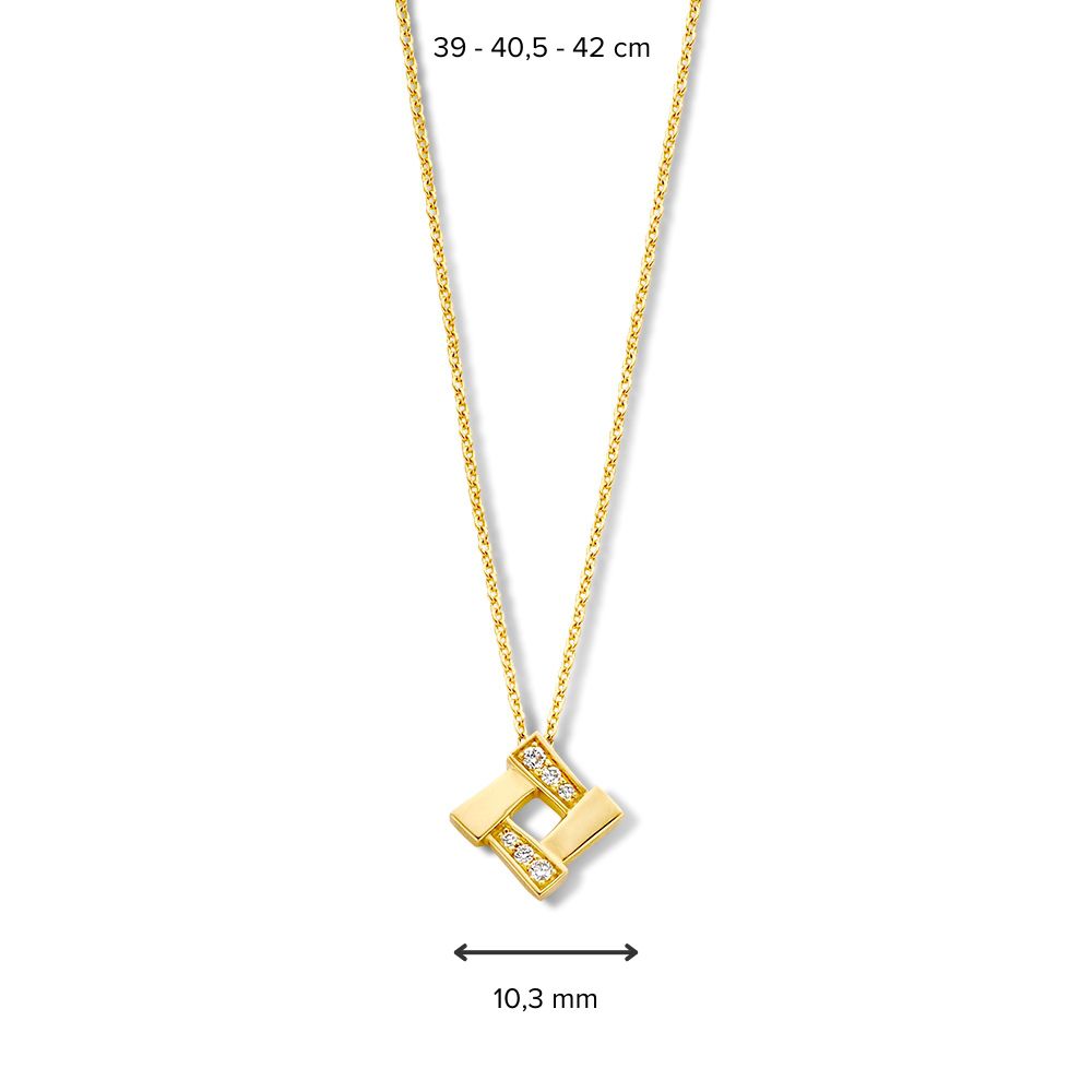 Geelgouden Collier met Diamanten Hanger - 14 Karaat Elegantie