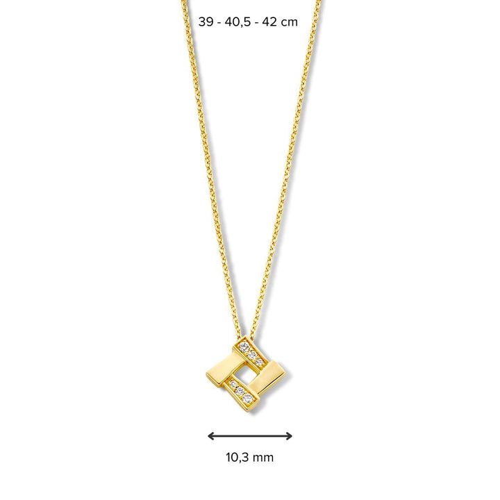 Geelgouden Collier met Diamanten Hanger - 14 Karaat Elegantie