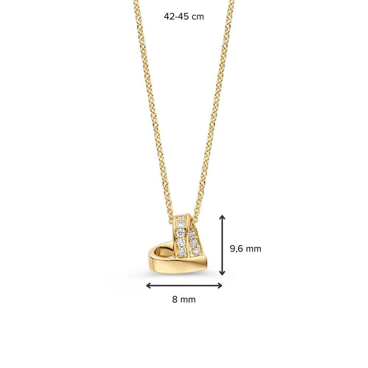 Refined Yellow Gold Heart Pendant Necklace with Diamonds, 0.06ct