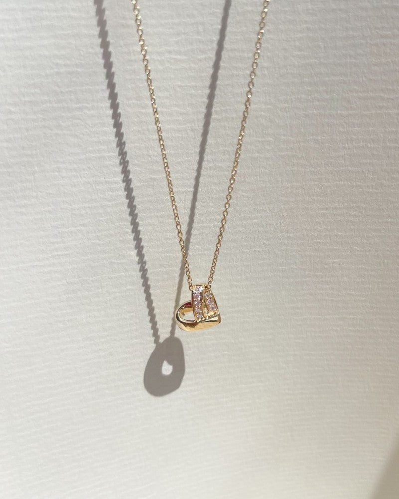 Refined Yellow Gold Heart Pendant Necklace with Diamonds, 0.06ct