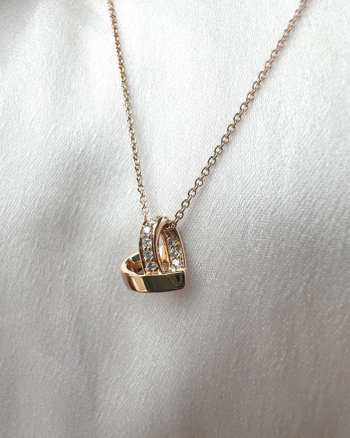 Refined Yellow Gold Heart Pendant Necklace with Diamonds, 0.06ct