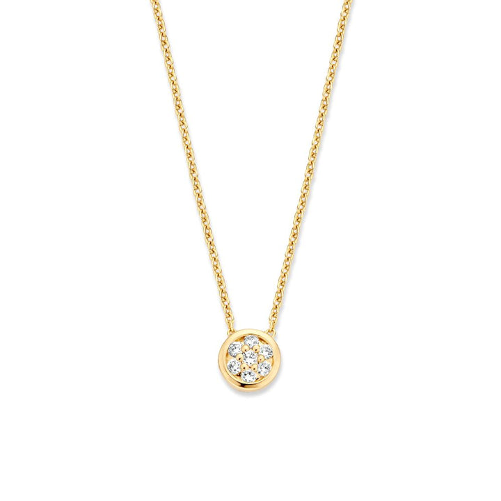 Geelgouden Collier met Diamant in Pavézetting - 14 Karaat Luxe