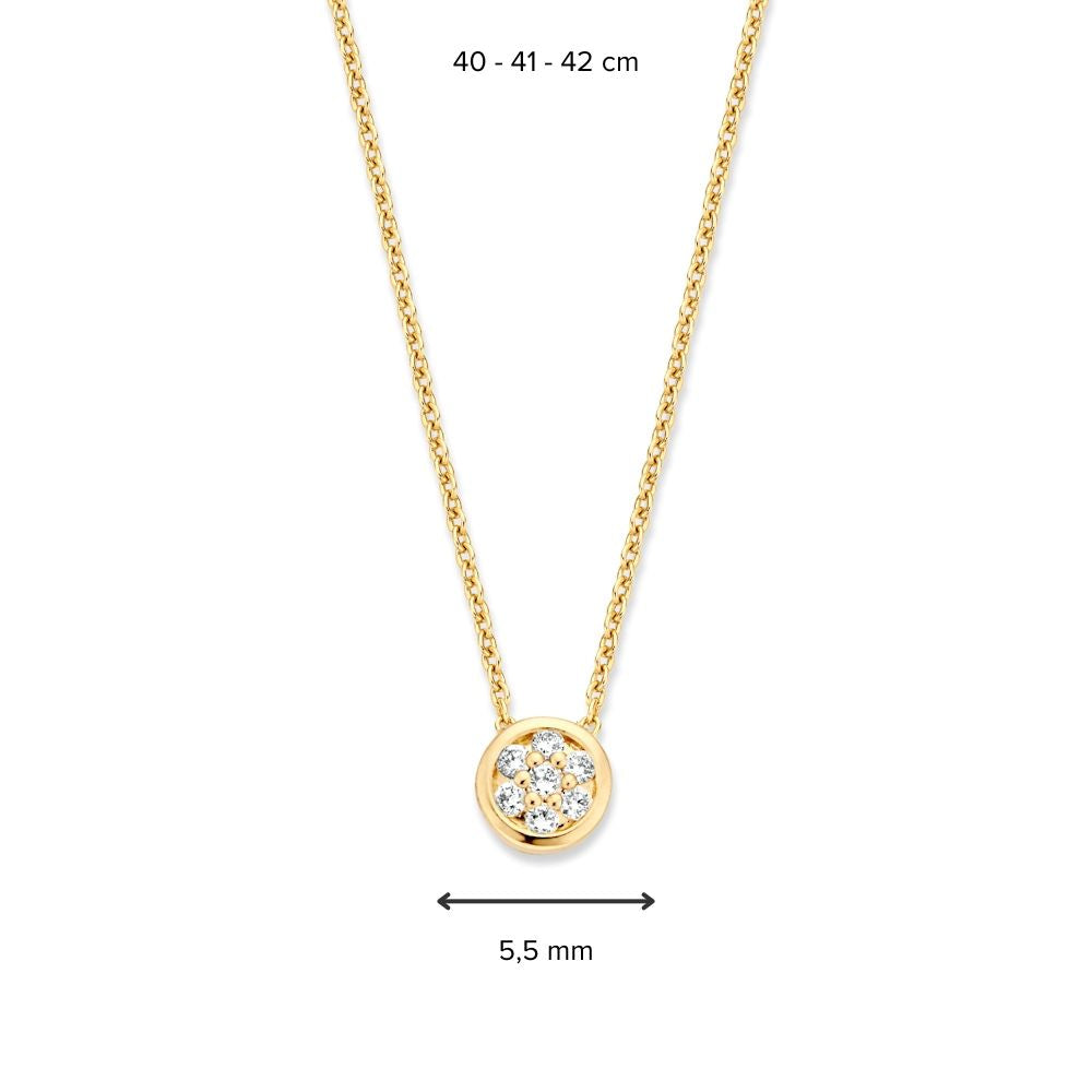 Geelgouden Collier met Diamant in Pavézetting - 14 Karaat Luxe