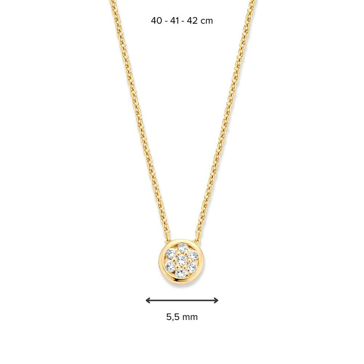 Geelgouden Collier met Diamant in Pavézetting - 14 Karaat Luxe