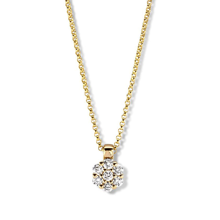 Geelgouden Collier met Diamanten Hanger in Entourage Zetting - 14 Karaat