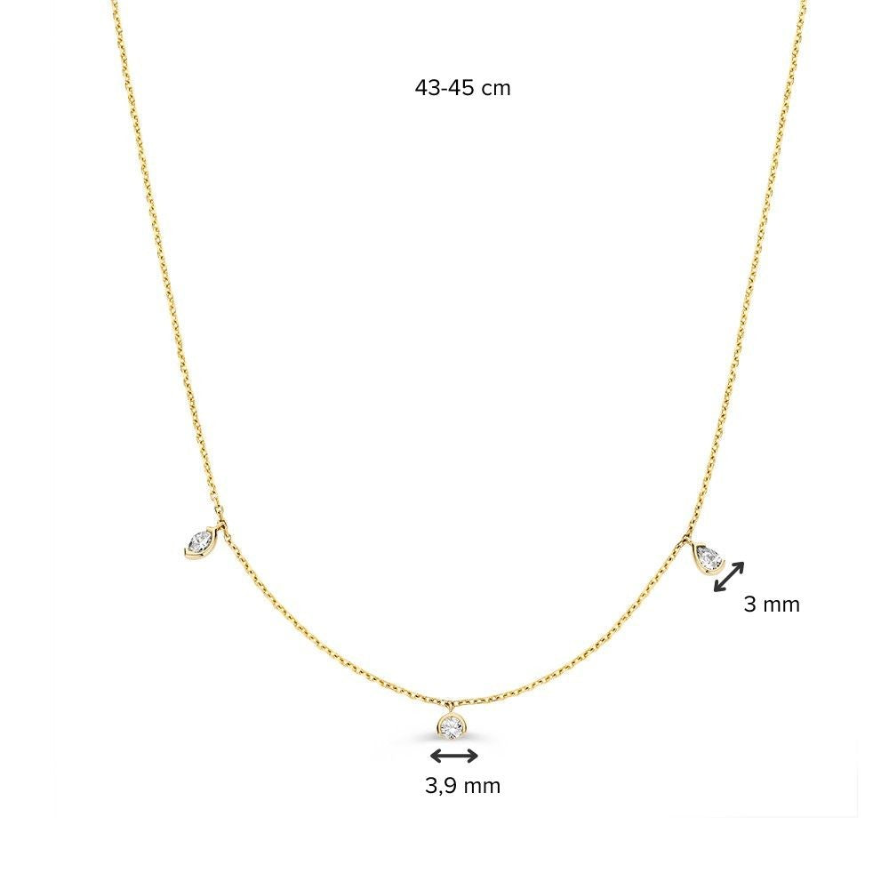 Collier geelgoud briljant 0,24 crt.