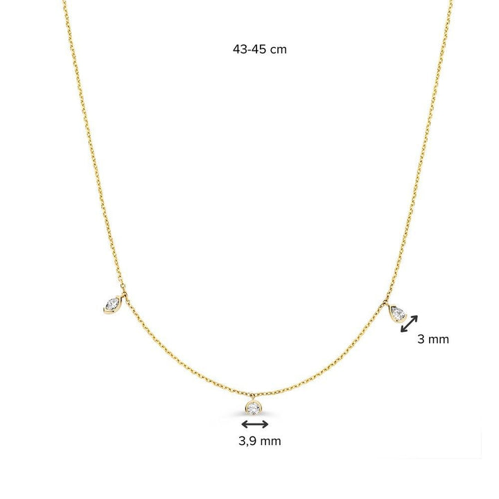 Collier geelgoud briljant 0,24 crt.