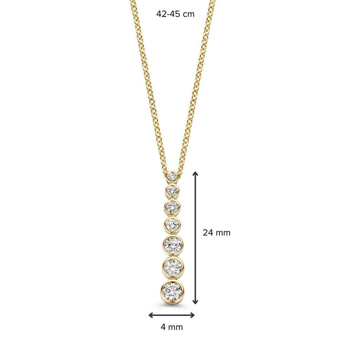 Geelgouden Diamanten Collier met Briljanten in Oplopende Grootte – 14 Karaat Goud & 0,50 crt
