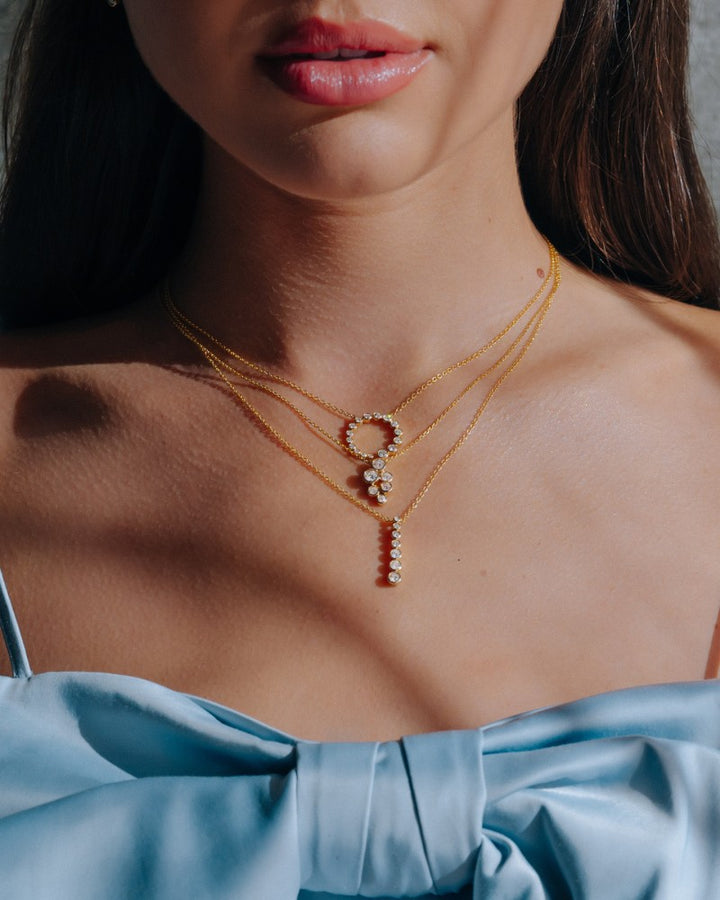 Geelgouden Diamanten Collier met Briljanten in Oplopende Grootte – 14 Karaat Goud & 0,50 crt