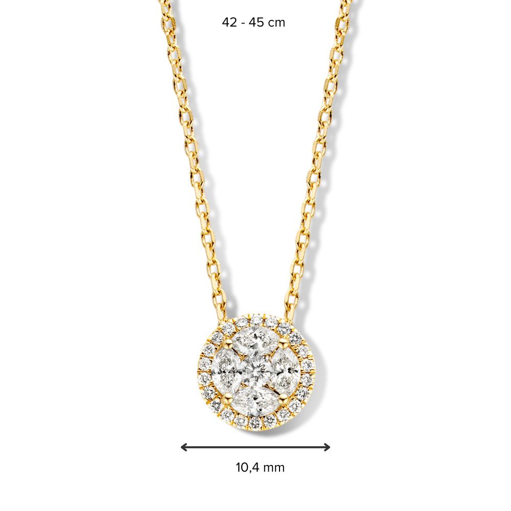 Geelgouden Luxe Collier met Markies & Briljant Diamanten – 14 Karaat Goud & 0,79 crt